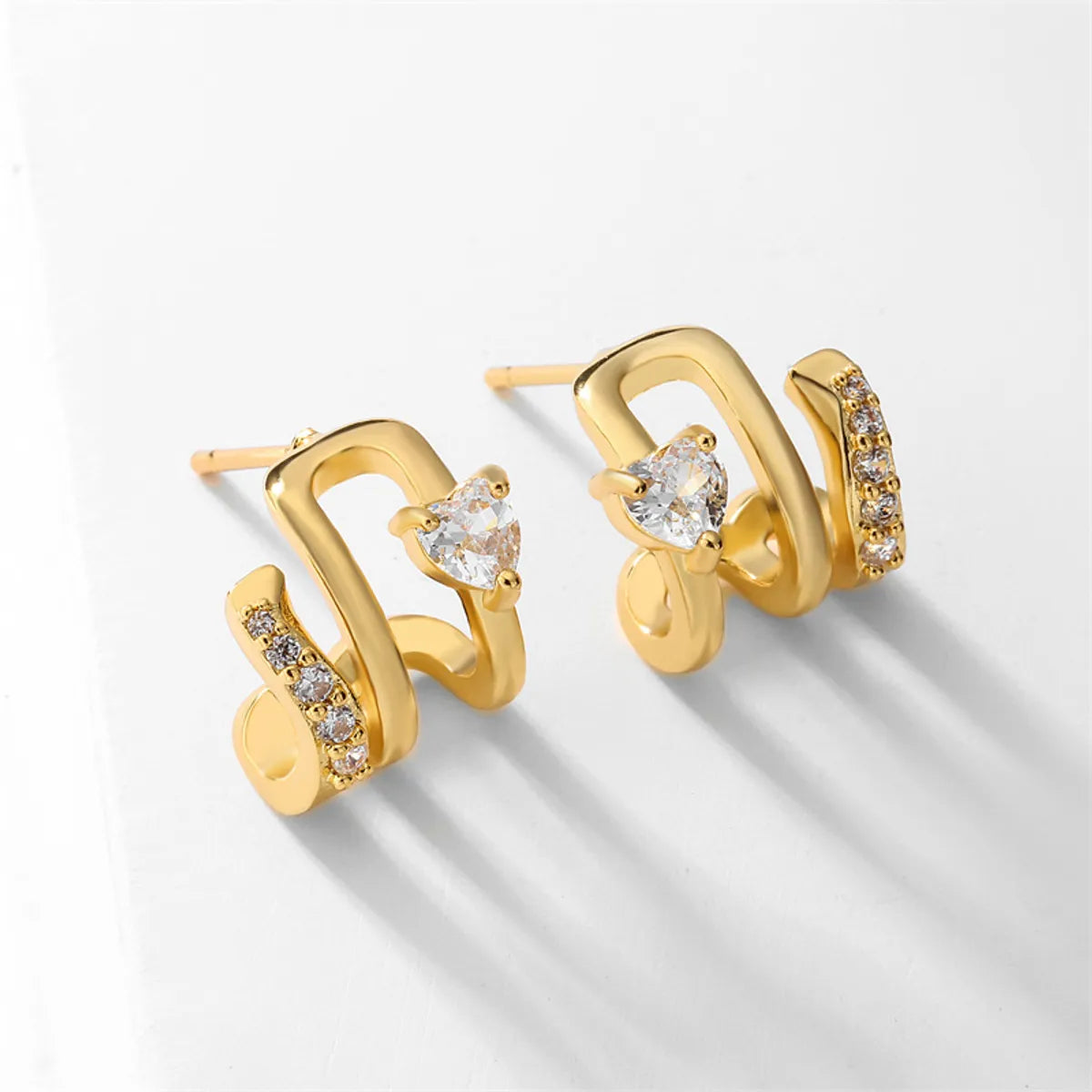 1 Pair Simple Style Solid Color Inlay Copper Zircon Ear Studs