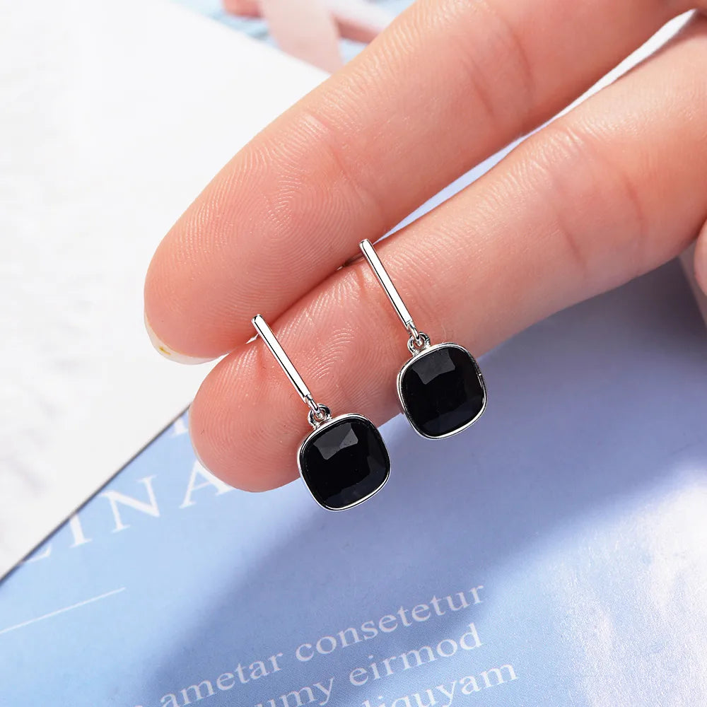 1 Pair Simple Style Solid Color Inlay Copper Zircon Ear Studs