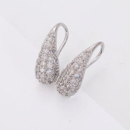 1 Pair Simple Style Solid Color Inlay Copper Zircon Earrings