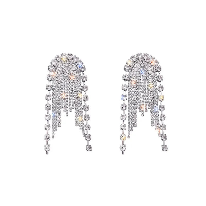 1 Pair Simple Style Solid Color Inlay Metal Rhinestones Drop Earrings