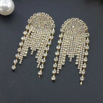 1 Pair Simple Style Solid Color Inlay Metal Rhinestones Drop Earrings