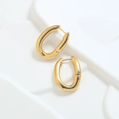 1 Pair Simple Style Solid Color Inlay Stainless Steel Zircon 18K Gold Plated Earrings Ear Studs