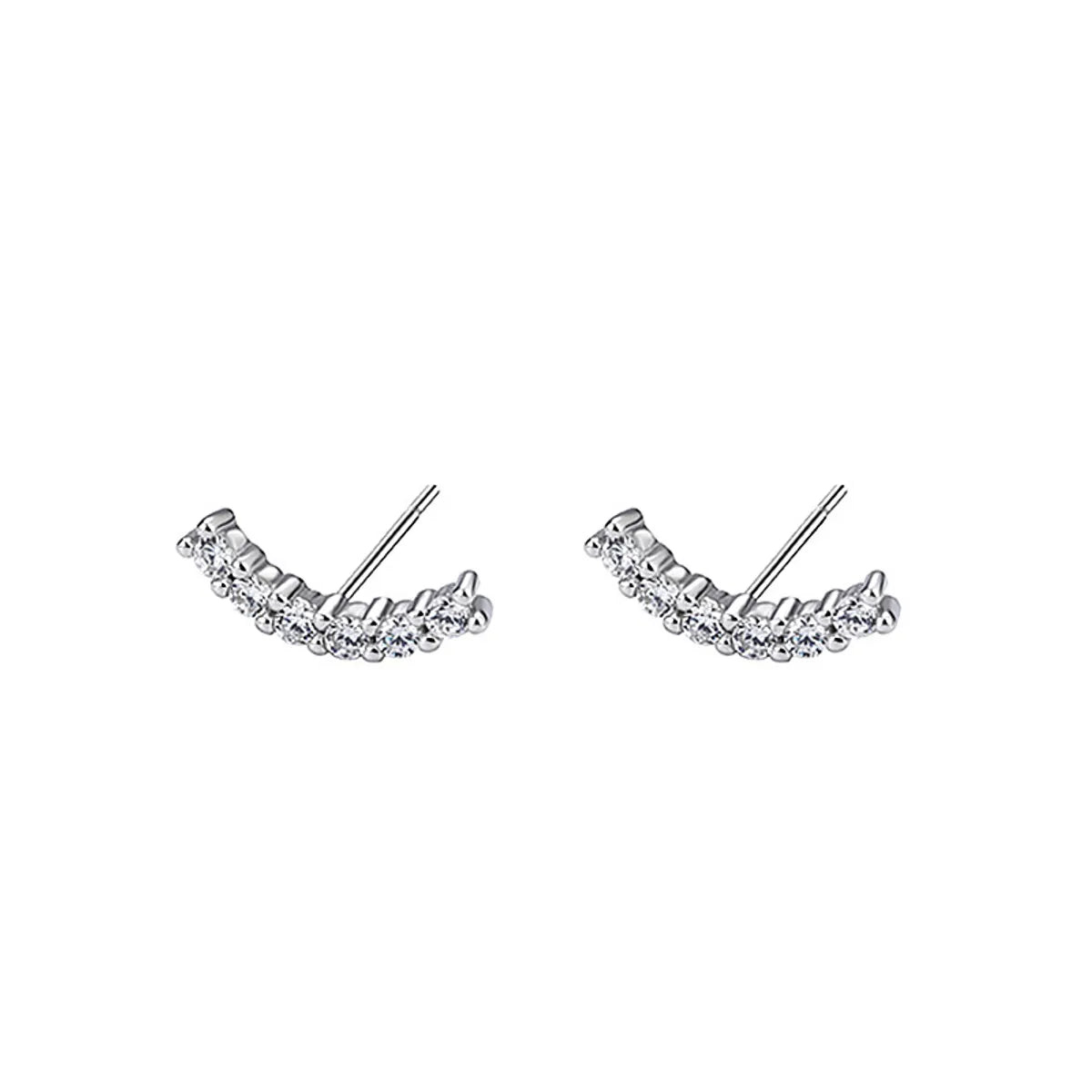 1 Pair Simple Style Solid Color Inlay Sterling Silver Zircon Ear Studs