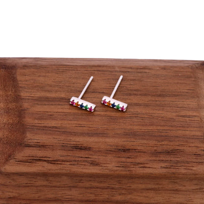 1 Pair Simple Style Solid Color Inlay Sterling Silver Zircon Ear Studs