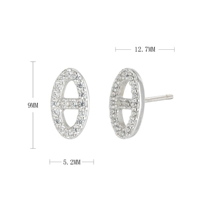 1 Pair Simple Style Solid Color Inlay Sterling Silver Zircon Ear Studs