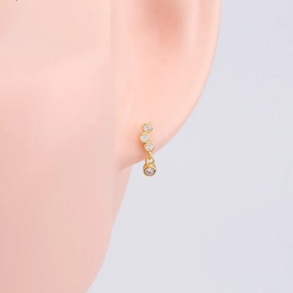 1 Pair Simple Style Solid Color Inlay Sterling Silver Zircon Ear Studs