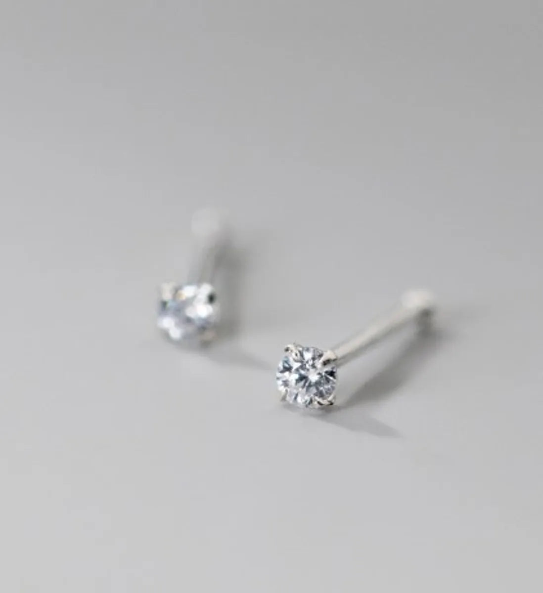 1 Pair Simple Style Solid Color Inlay Sterling Silver Zircon Ear Studs