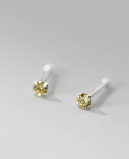 1 Pair Simple Style Solid Color Inlay Sterling Silver Zircon Ear Studs