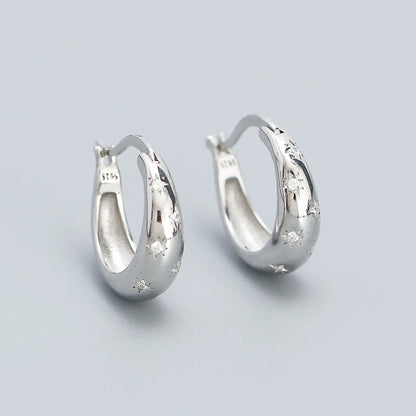 1 Pair Simple Style Solid Color Inlay Sterling Silver Zircon Earrings