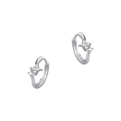 1 Pair Simple Style Solid Color Inlay Sterling Silver Zircon Earrings