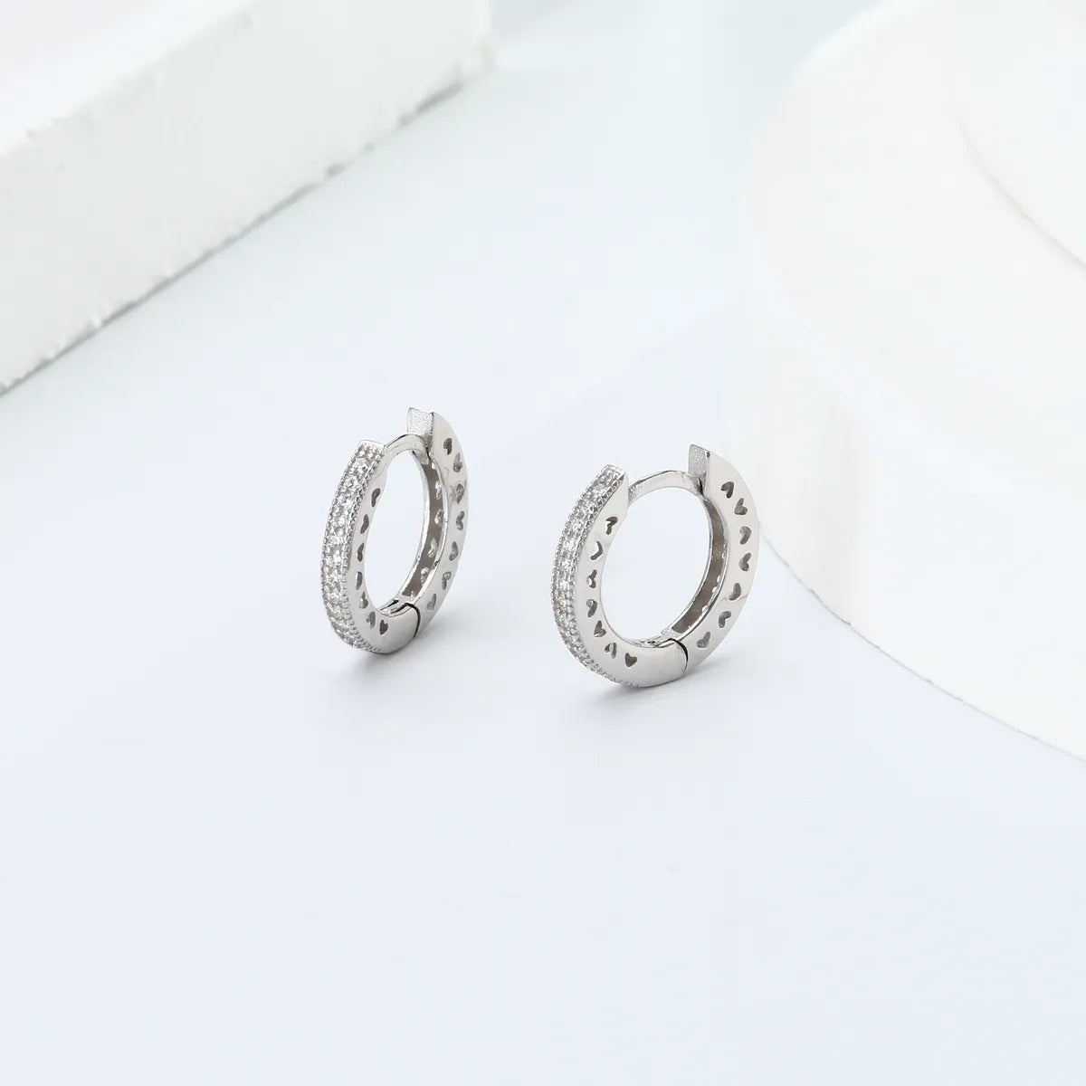 1 Pair Simple Style Solid Color Inlay Sterling Silver Zircon Earrings