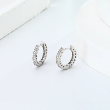 1 Pair Simple Style Solid Color Inlay Sterling Silver Zircon Earrings