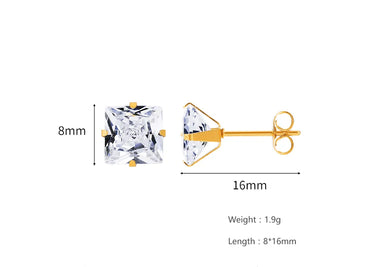 1 Pair Simple Style Solid Color Inlay 304 Stainless Steel Zircon 18K Gold Plated Ear Studs