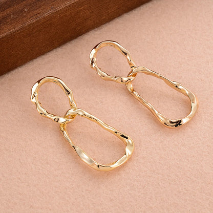 1 Pair Simple Style Solid Color Irregular Plating Alloy 14k Gold Plated Drop Earrings