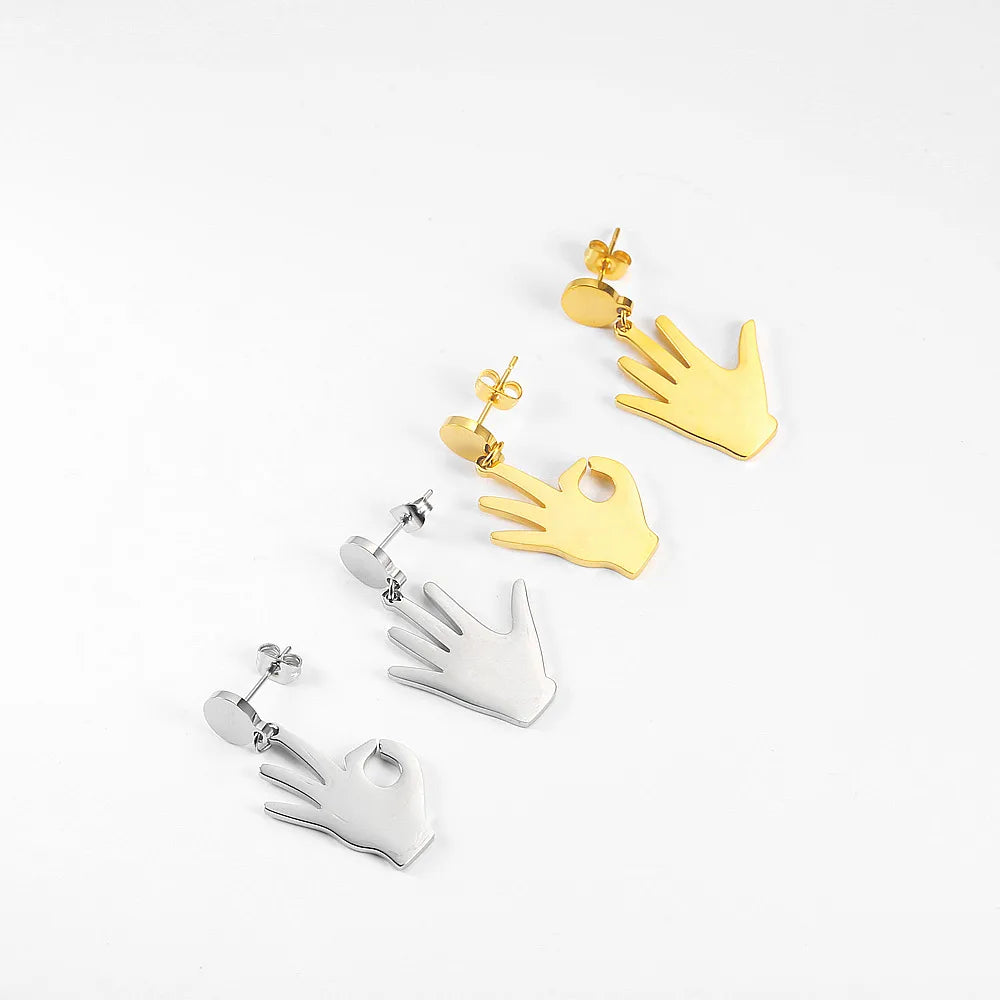 1 Pair Simple Style Solid Color Irregular Plating 304 Stainless Steel 18K Gold Plated Drop Earrings