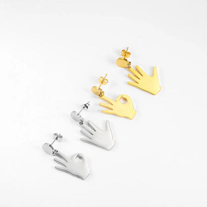 1 Pair Simple Style Solid Color Irregular Plating 304 Stainless Steel 18K Gold Plated Drop Earrings