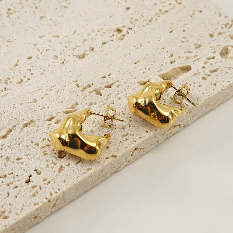 1 Pair Simple Style Solid Color Irregular Titanium Steel Ear Studs