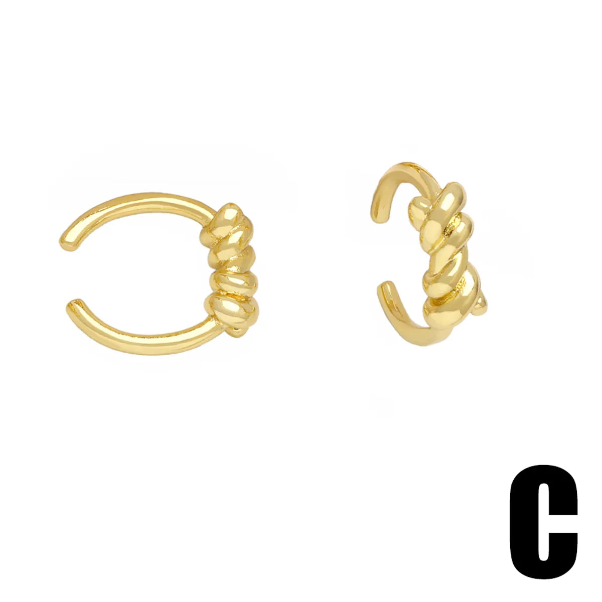 1 Pair Simple Style Solid Color Knot Copper 18K Gold Plated Ear Cuffs