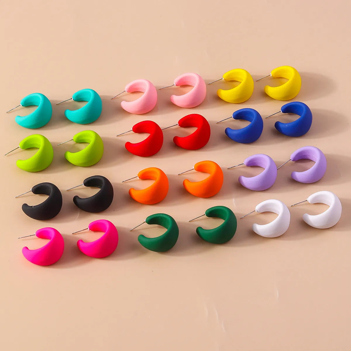 1 Pair Simple Style Solid Color Plastic Ear Studs