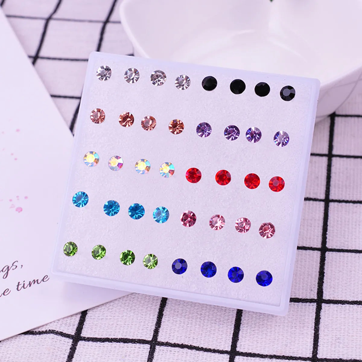 1 Pair Simple Style Solid Color Plastic Rhinestone Ear Studs