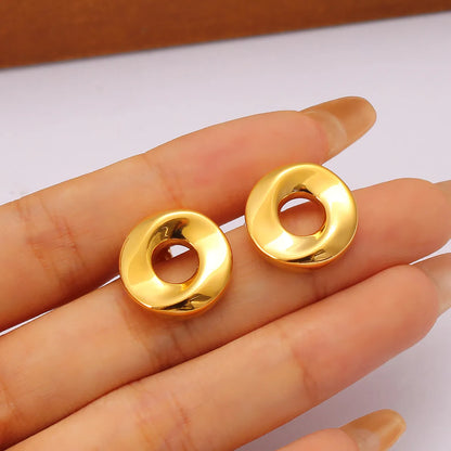 1 Pair Simple Style Solid Color Plating 304 Stainless Steel 316 Stainless Steel  18K Gold Plated Ear Studs