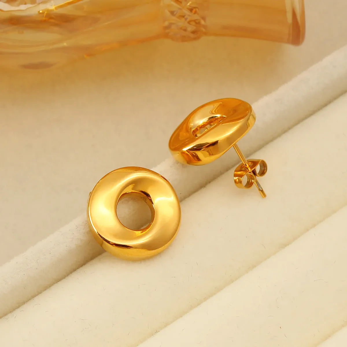 1 Pair Simple Style Solid Color Plating 304 Stainless Steel 316 Stainless Steel  18K Gold Plated Ear Studs