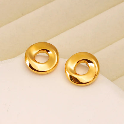 1 Pair Simple Style Solid Color Plating 304 Stainless Steel 316 Stainless Steel  18K Gold Plated Ear Studs