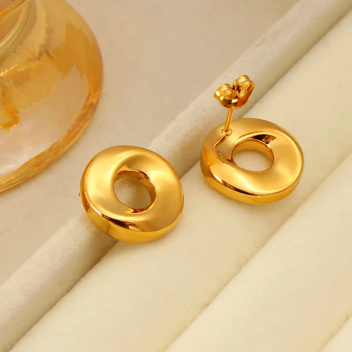 1 Pair Simple Style Solid Color Plating 304 Stainless Steel 316 Stainless Steel  18K Gold Plated Ear Studs