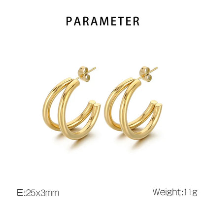 1 Pair Simple Style Solid Color Plating 304 Stainless Steel 18K Gold Plated Ear Studs