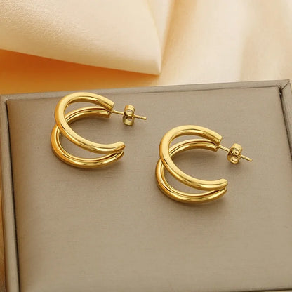 1 Pair Simple Style Solid Color Plating 304 Stainless Steel 18K Gold Plated Ear Studs