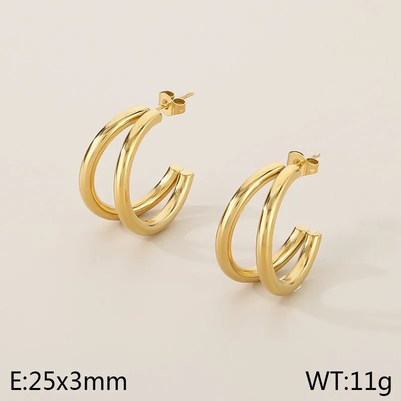 1 Pair Simple Style Solid Color Plating 304 Stainless Steel 18K Gold Plated Ear Studs