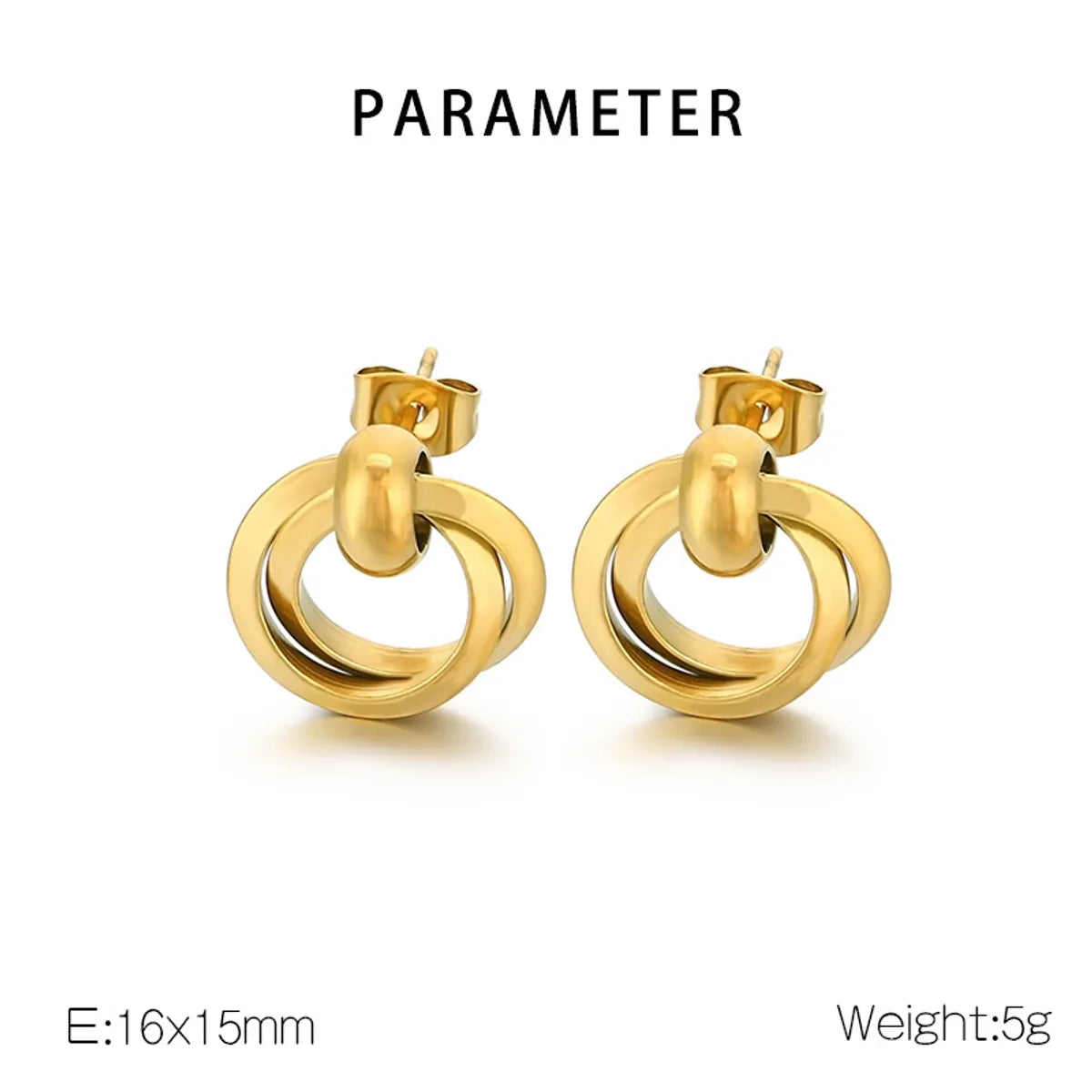 1 Pair Simple Style Solid Color Plating 304 Stainless Steel 18K Gold Plated Ear Studs