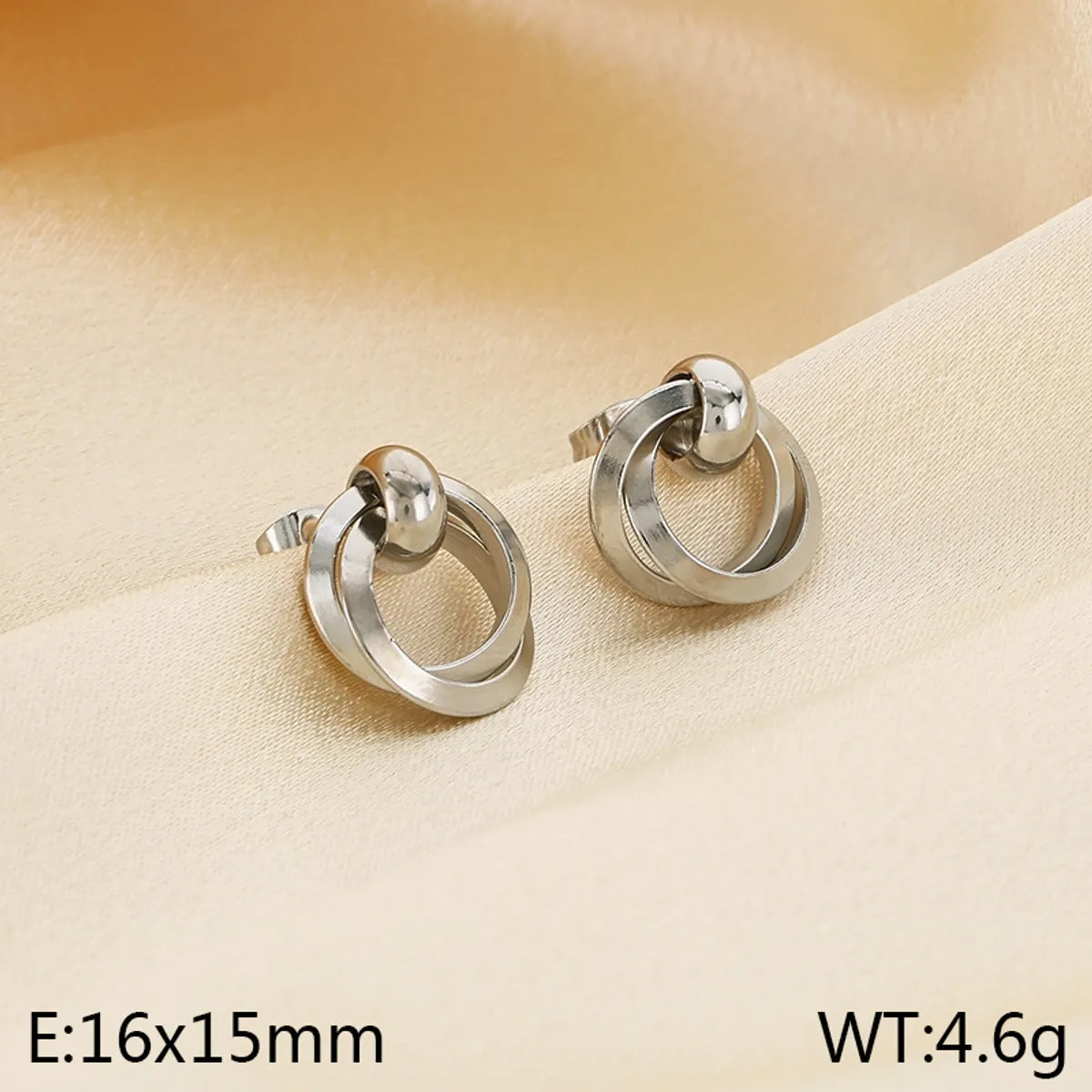 1 Pair Simple Style Solid Color Plating 304 Stainless Steel 18K Gold Plated Ear Studs