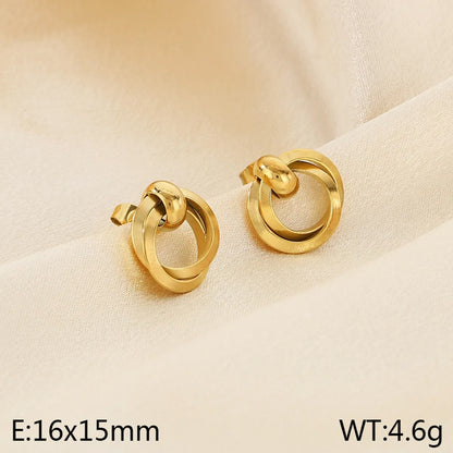 1 Pair Simple Style Solid Color Plating 304 Stainless Steel 18K Gold Plated Ear Studs