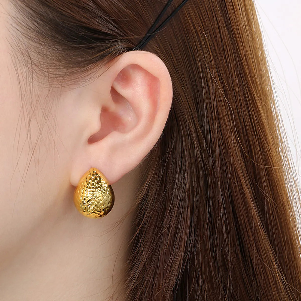 1 Pair Simple Style Solid Color Plating 304 Stainless Steel 18K Gold Plated Ear Studs