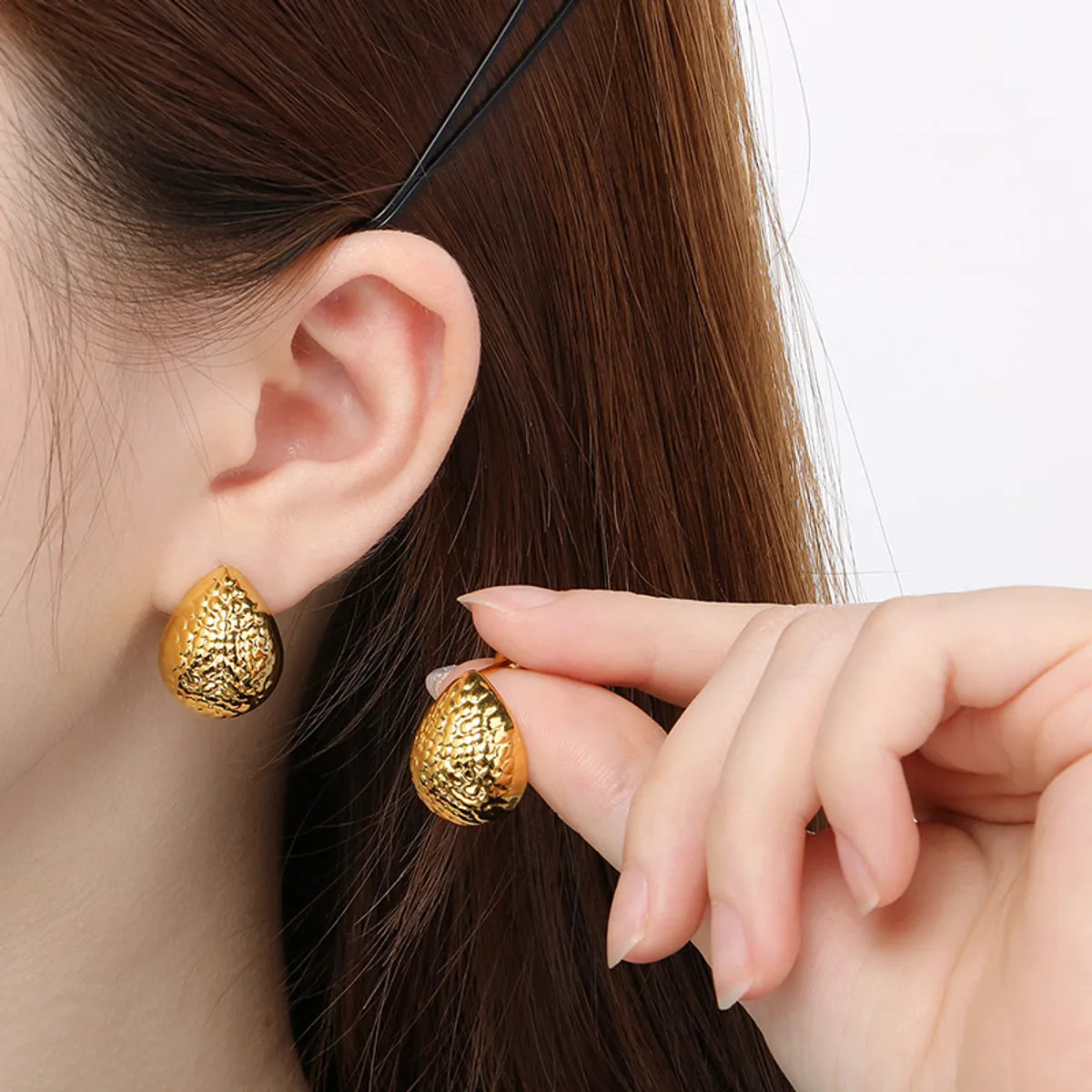 1 Pair Simple Style Solid Color Plating 304 Stainless Steel 18K Gold Plated Ear Studs