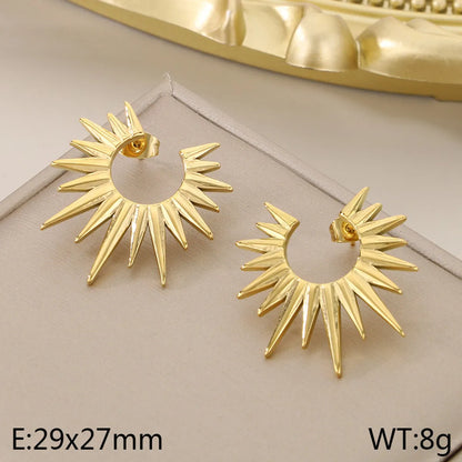 1 Pair Simple Style Solid Color Plating 304 Stainless Steel 18K Gold Plated Ear Studs