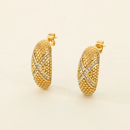 1 Pair Simple Style Solid Color Plating 304 Stainless Steel 18K Gold Plated Ear Studs