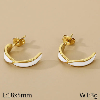 1 Pair Simple Style Solid Color Plating 304 Stainless Steel 18K Gold Plated Ear Studs