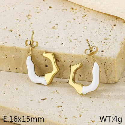 1 Pair Simple Style Solid Color Plating 304 Stainless Steel 18K Gold Plated Ear Studs