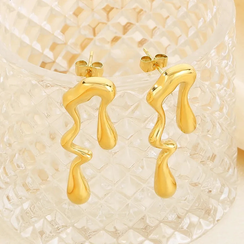 1 Pair Simple Style Solid Color Plating 304 Stainless Steel 18K Gold Plated Ear Studs