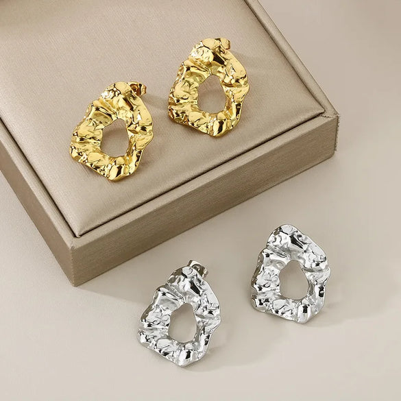 1 Pair Simple Style Solid Color Plating 304 Stainless Steel 18K Gold Plated Ear Studs