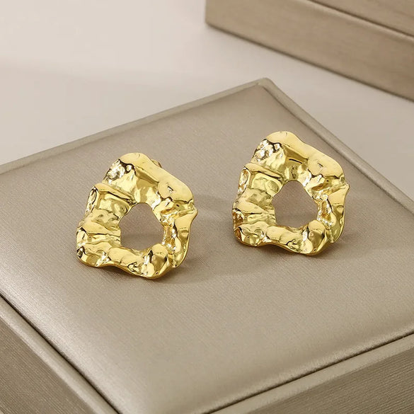 1 Pair Simple Style Solid Color Plating 304 Stainless Steel 18K Gold Plated Ear Studs