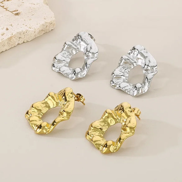 1 Pair Simple Style Solid Color Plating 304 Stainless Steel 18K Gold Plated Ear Studs