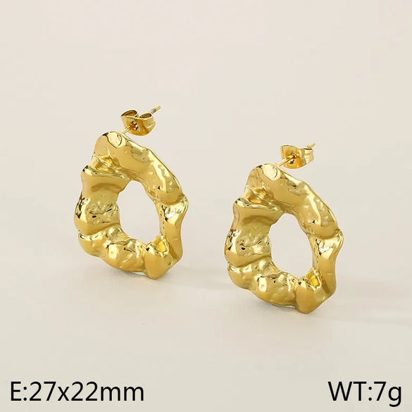 1 Pair Simple Style Solid Color Plating 304 Stainless Steel 18K Gold Plated Ear Studs