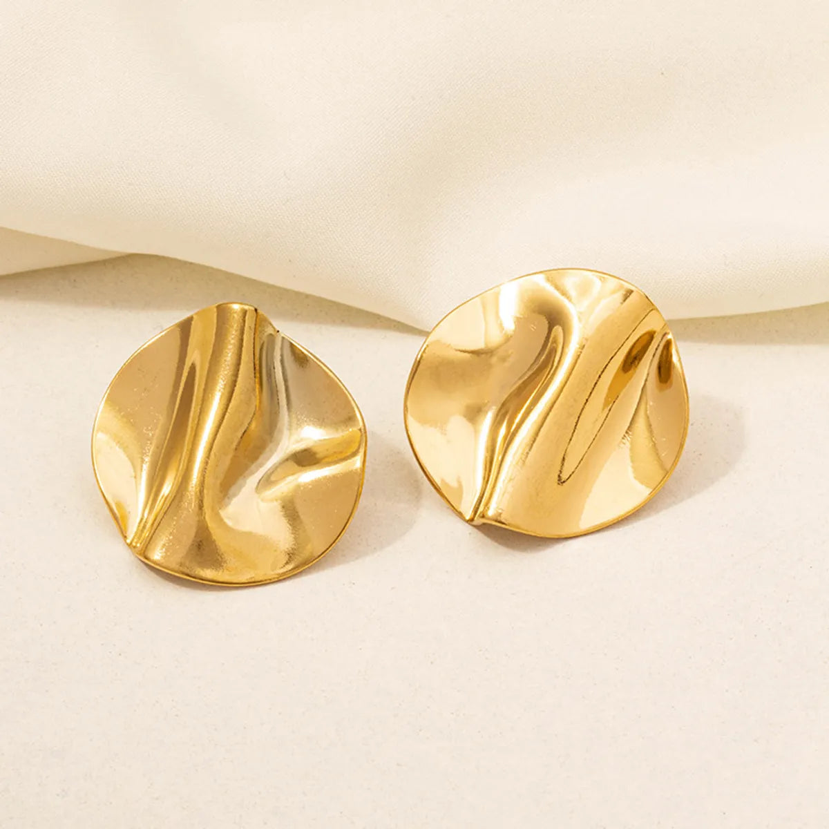 1 Pair Simple Style Solid Color Plating 304 Stainless Steel 18K Gold Plated Ear Studs