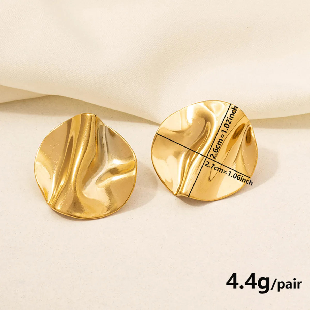 1 Pair Simple Style Solid Color Plating 304 Stainless Steel 18K Gold Plated Ear Studs