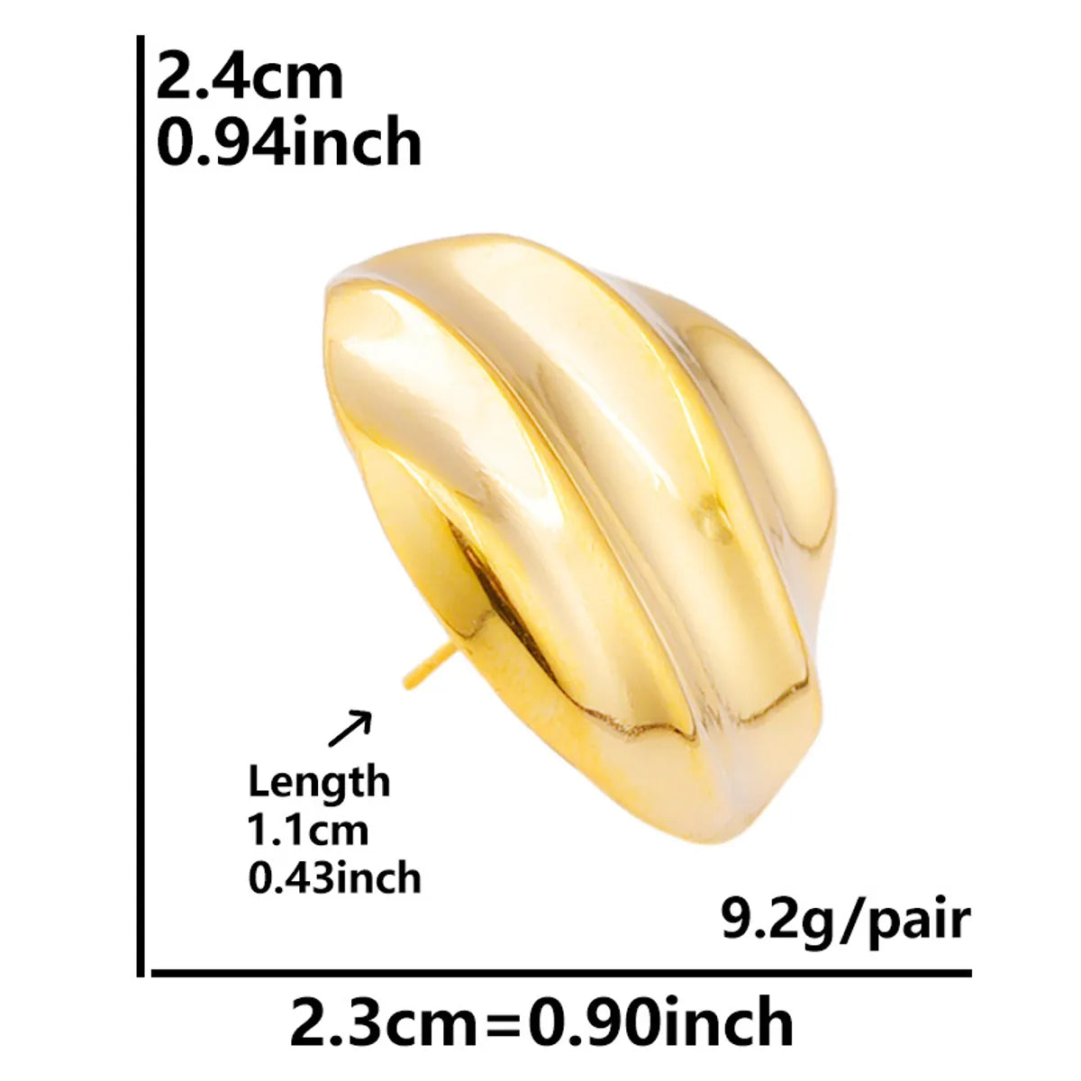 1 Pair Simple Style Solid Color Plating 304 Stainless Steel 18K Gold Plated Ear Studs