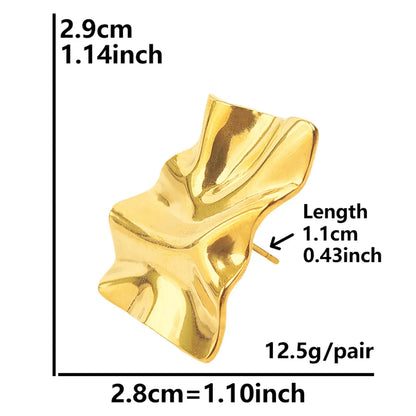 1 Pair Simple Style Solid Color Plating 304 Stainless Steel 18K Gold Plated Ear Studs