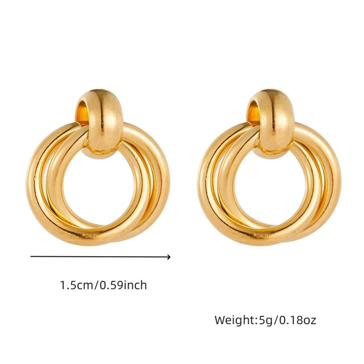 1 Pair Simple Style Solid Color Plating 304 Stainless Steel 18K Gold Plated Ear Studs